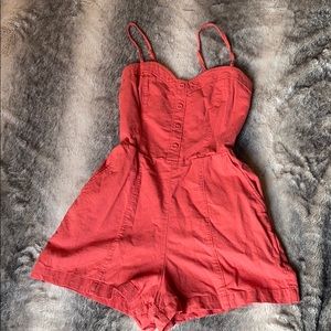 coral colored romper from Abercrombie